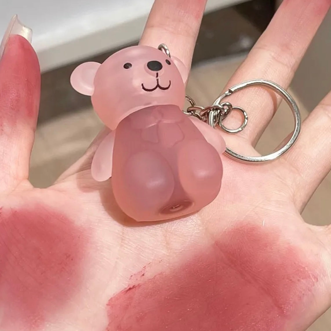 Art Value Cute Bear Keychain Velvet Lip Mud